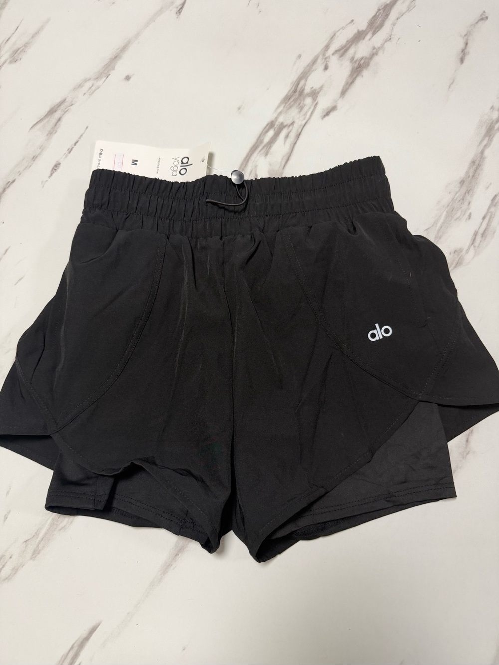 ALO Yoga Black Women's Layered Athletic Shorts